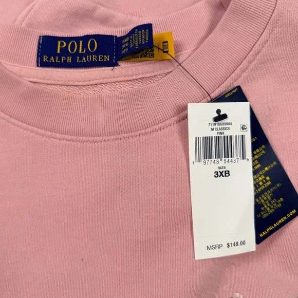 Polo Ralph Lauren Sweatshirt Mens 3XB Pink NEW French Terry Crewneck Pony Logo - Picture 2 of 13